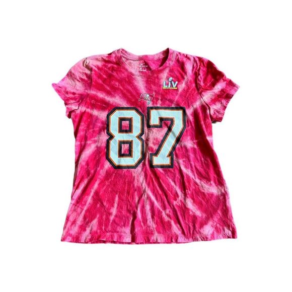 Tampa Bay Buccaneers Rob Gronkowski Super Bowl Bleached Jersey Tee - Picture 1 of 3